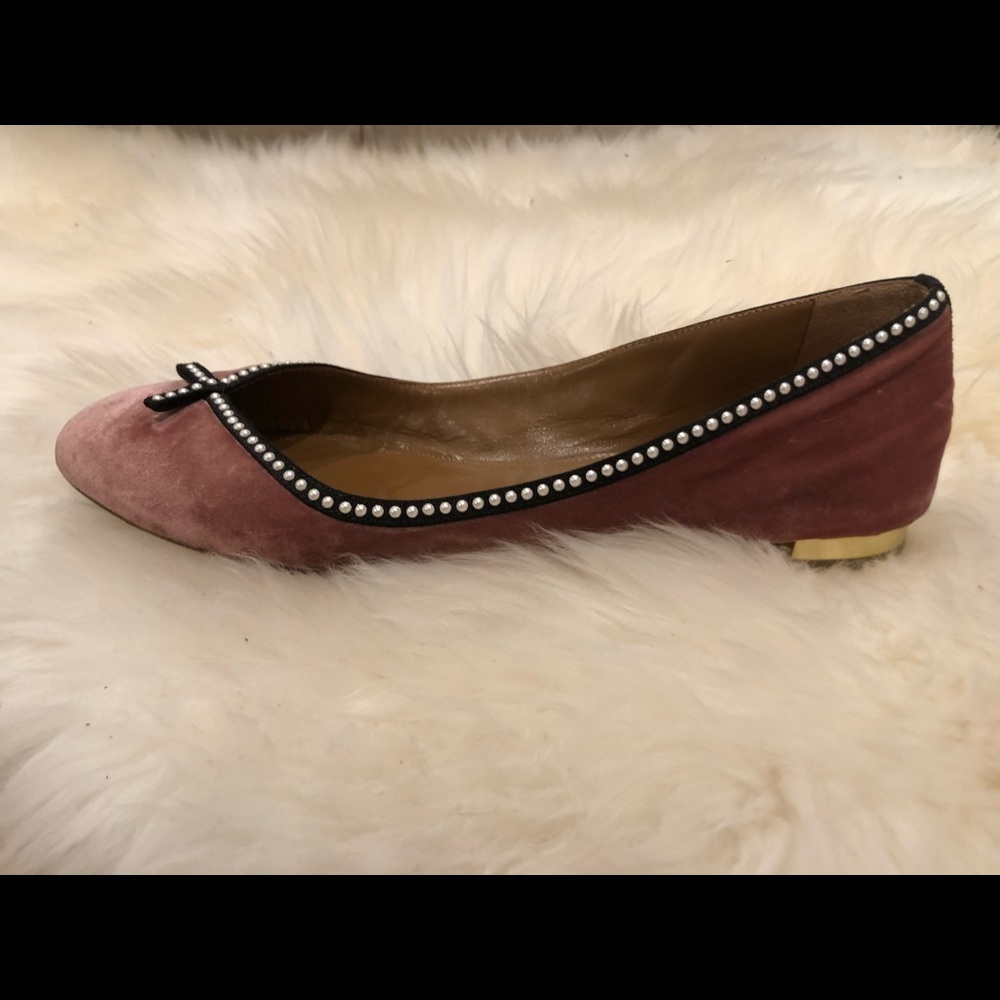 Aquazurra Lou Lou Flat - pink velvet